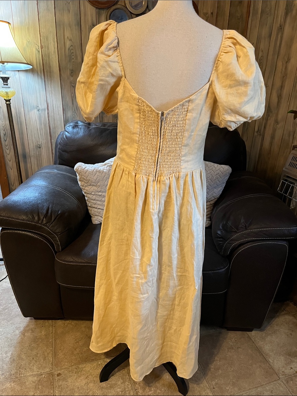 Reformation Davila Linen Dress In Parmesan Boho Milk Maid Prairie - Picture 7 of 12